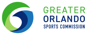 Greater Orlando Sports Commission logo with a blue and green circular design on the left and the organization name in green and blue text on the right.